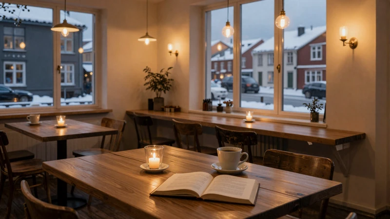 Cozy Reykjavik coffee shop in winter - the real setting for Icelandic dating conversations
