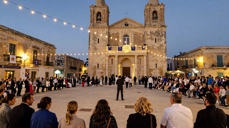 Traditional Maltese village festa with decorated church and community gathering - cultural heart of Malta dating traditions