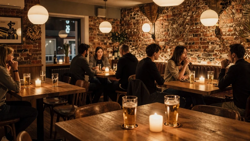 Cozy Danish bar with candles and warm lighting - typical hygge setting for Danish first dates